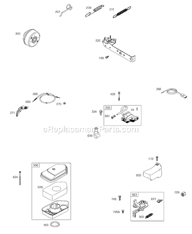 Page D Diagram and Parts List for 9S500  Briggs and Stratton Engine